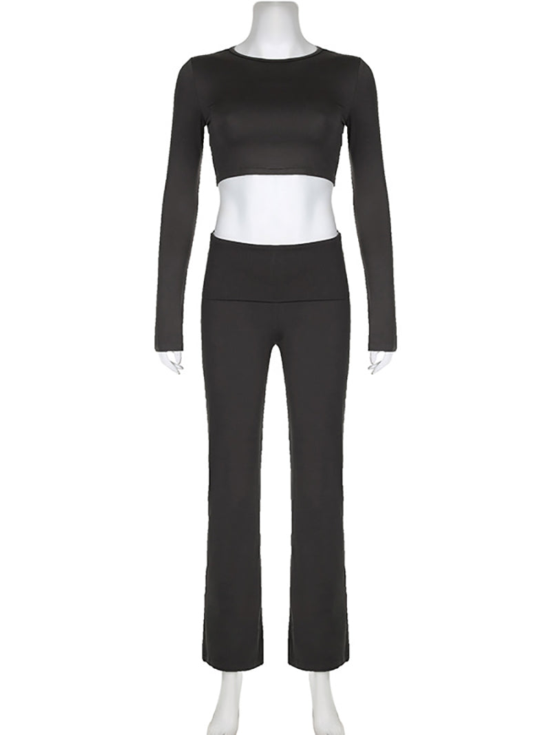 Round Neck Crop Tops Sport Suit