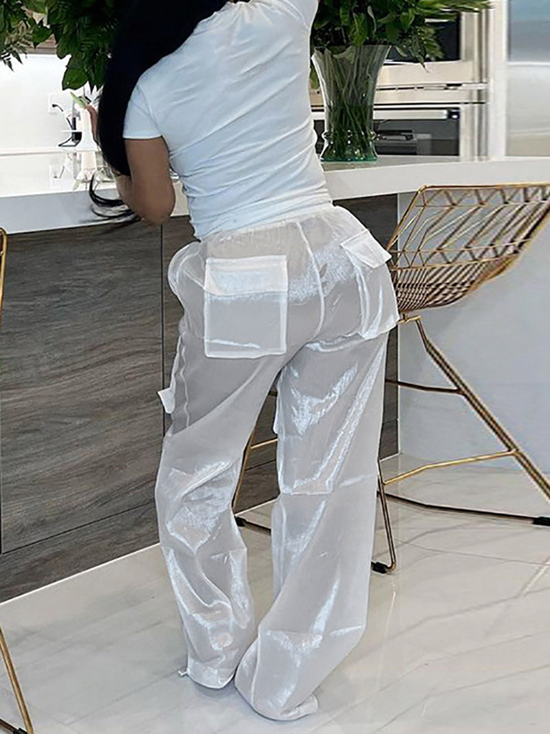 See-Through Loose Straight Pants